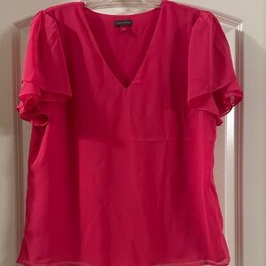 Jones New York Fuchsia V-Neck Blouse